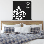 Scroll Damask Off-set I (Initiaal ) WB Canvas Afdruk (Insitu (Slaapkamer))