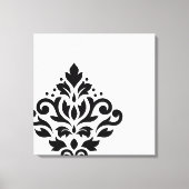 Scroll Damask Off-set I Zwart op Wit Canvas Afdruk (Voorkant)