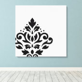Scroll Damask Off-set I Zwart op Wit Canvas Afdruk (Insitu (Houten vloer))