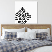 Scroll Damask Off-set I Zwart op Wit Canvas Afdruk (Insitu (Slaapkamer))