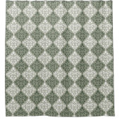 Scroll Damask Patroon Groen Wit Lt Groen Douchegordijn (Voorkant)