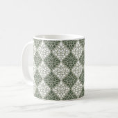 Scroll Damask Patroon Groen Wit Lt Groen Koffiemok (Voorkant links)
