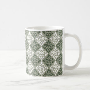 Scroll Damask Patroon Groen Wit Lt Groen Koffiemok