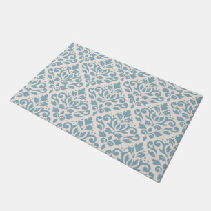 Scroll Damask Patroonblauw op Cream Deurmat