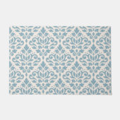 Scroll Damask Patroonblauw op Cream Deurmat (Voorkant)