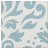 Scroll Damask Patroonblauw op Cream Stof (Close Up)