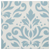 Scroll Damask Patroonblauw op Cream Stof (Swatch)