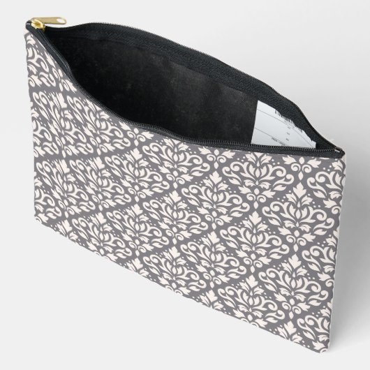 Scroll Damask Pattern Cream op Grijs Etui (Open)