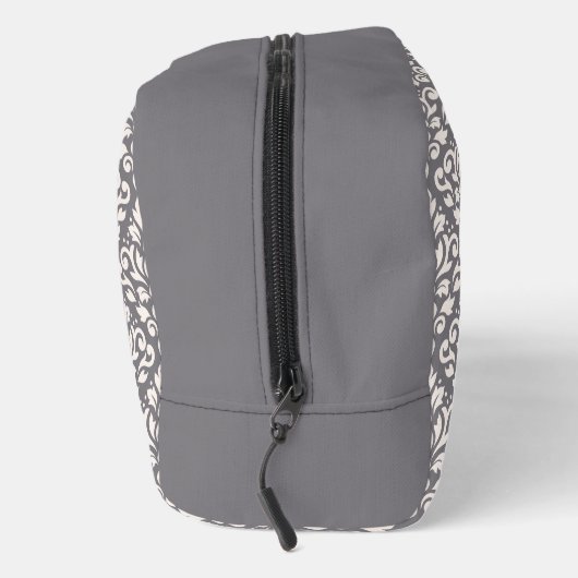 Scroll Damask Pattern Cream op Grijs Toilettasje (Rechts)