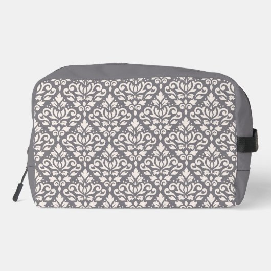 Scroll Damask Pattern Cream op Grijs Toilettasje (Achterkant)
