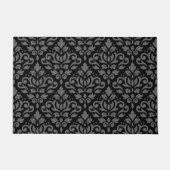 Scroll Damask Pattern Grey op Black Deurmat (Voorkant)