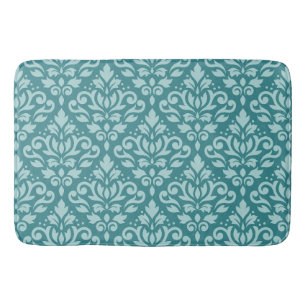 Scroll Damask Pattern LT op DK Blauwgroen Badmat