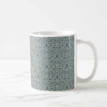 Scroll Damask Pattern (outline) Cream Blue Blauwgr