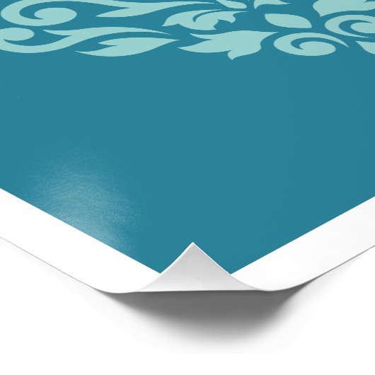 Scroll Damask Pattern Squares Teals Bruins Wit Perfect Poster (Hoek)