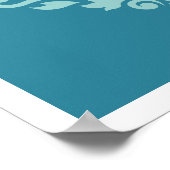 Scroll Damask Pattern Squares Teals Bruins Wit Poster (Hoek)