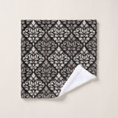 Scroll Damask Pattern Taupe Cream Black Bad Handdoek (Wasdoekje)