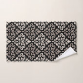 Scroll Damask Pattern Taupe Cream Black Bad Handdoek (Handdoek)