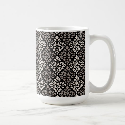 Scroll Damask Pattern Taupe Cream Black Koffiemok (Rechts)