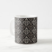 Scroll Damask Pattern Taupe Cream Black Koffiemok (Voorkant links)