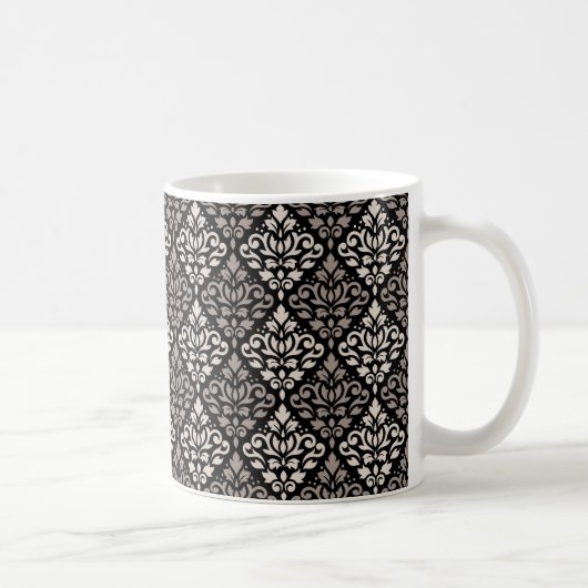 Scroll Damask Pattern Taupe Cream Black Koffiemok (Rechts)