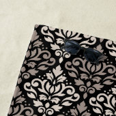 Scroll Damask Pattern Taupe Cream Black Strandlaken (In situ)