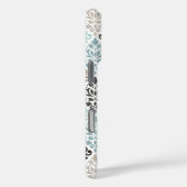 Scroll Damask Pattern Teals Bruins Wit Case-Mate iPhone Case (Achterkant / Rechts)
