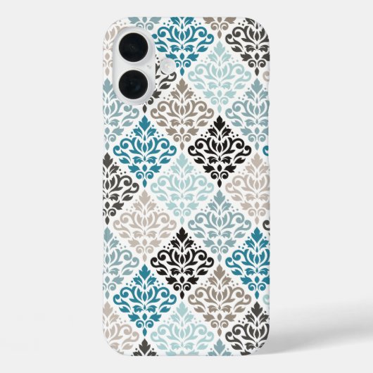 Scroll Damask Pattern Teals Bruins Wit Case-Mate iPhone Case (Achterkant)