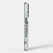 Scroll Damask Pattern Teals Bruins Wit Case-Mate iPhone Case (Achterkant / Rechts)