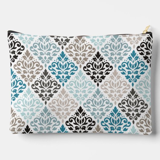 Scroll Damask Pattern Teals Bruins Wit Etui (Achterkant)