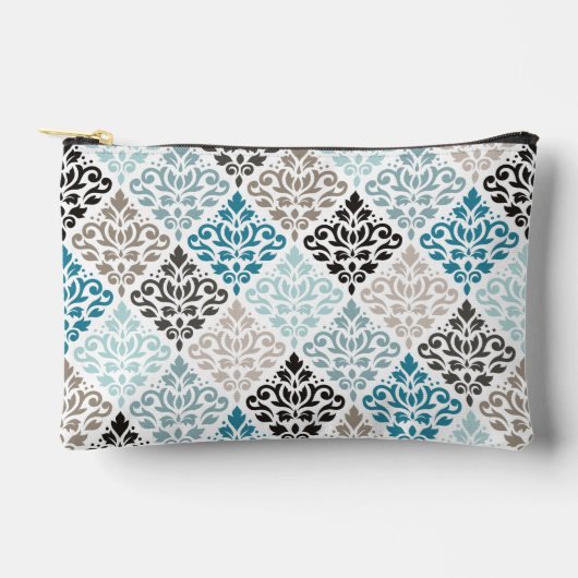 Scroll Damask Pattern Teals Bruins Wit Etui (Voorkant)