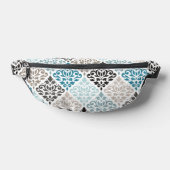 Scroll Damask Pattern Teals Bruins Wit Heuptasje (Liggend)