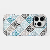 Scroll Damask Pattern Teals Bruins Wit iPhone Hoesje (Achterkant horizontaal)