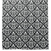 Scroll Damask Pattern Wit op Zwart Douchegordijn (Voorkant)