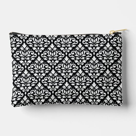 Scroll Damask Pattern Wit op Zwart Etui (Achterkant)