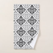 Scroll Damask Pattern Zwart Grijs Wit Bad Handdoek (Handdoek)
