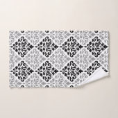 Scroll Damask Pattern Zwart Grijs Wit Bad Handdoek (Handdoek)