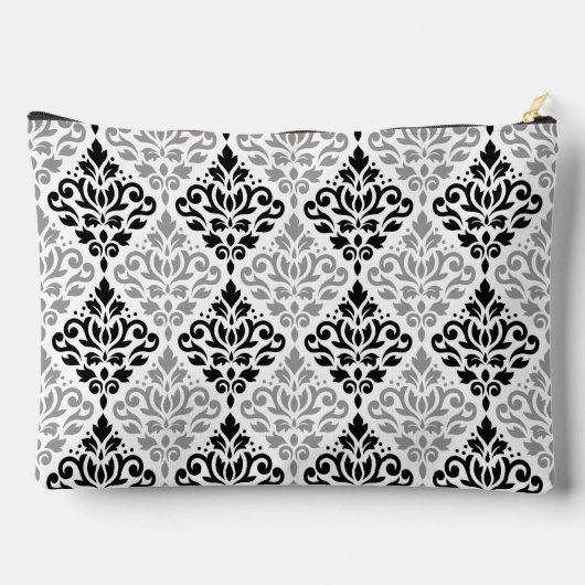 Scroll Damask Pattern Zwart Grijs Wit Etui (Achterkant)