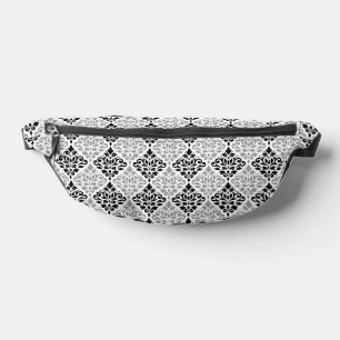 Scroll Damask Pattern Zwart Grijs Wit Heuptasje