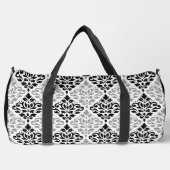 Scroll Damask Pattern Zwart Grijs Wit Plunjezak (Voorkant)