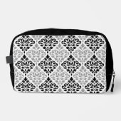 Scroll Damask Pattern Zwart Grijs Wit Toilettasje (Voorkant)