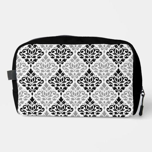 Scroll Damask Pattern Zwart Grijs Wit Toilettasje (Voorkant)