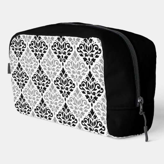 Scroll Damask Pattern Zwart Grijs Wit Toilettasje (Rechterhoek)