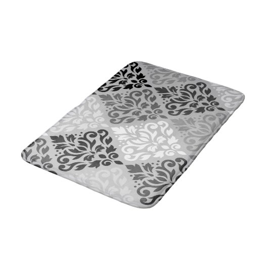 Scroll Damask Ptn Art BW & Grays Badmat (Gekanteld)
