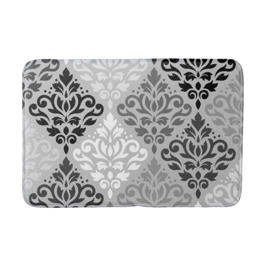 Scroll Damask Ptn Art BW & Grays Badmat (Voorkant)