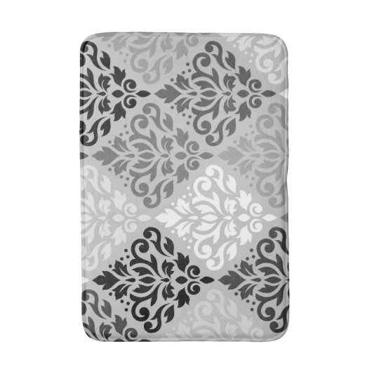 Scroll Damask Ptn Art BW & Grays Badmat (Voorkant Verticaal)