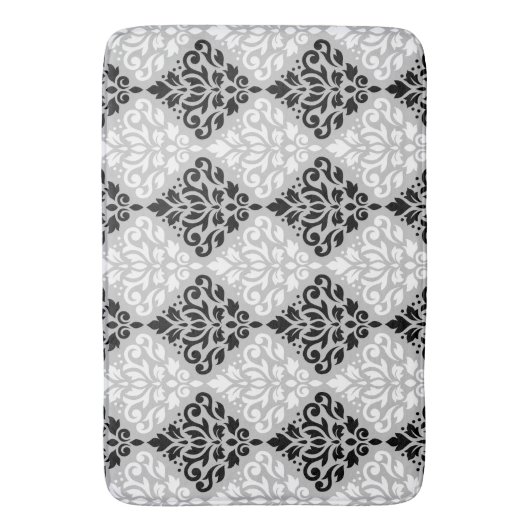Scroll Damask Ptn B&W op grijs Badmat (Voorkant Verticaal)