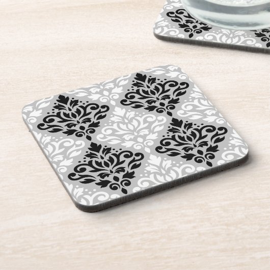 Scroll Damask Ptn B&W op grijs Drankjes Onderzetter (Linkerzijde)