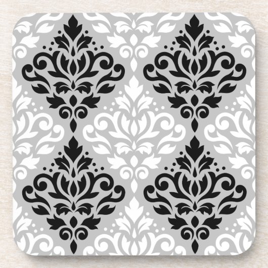 Scroll Damask Ptn B&W op grijs Drankjes Onderzetter (Voorkant)