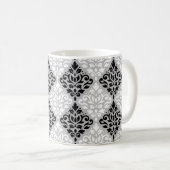 Scroll Damask Ptn B&W op grijs Koffiemok (Voorkant rechts)