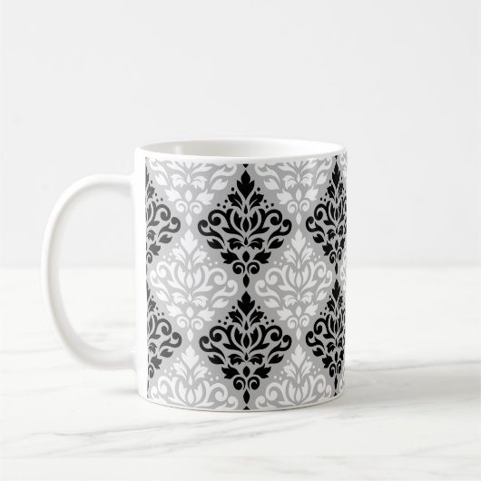 Scroll Damask Ptn B&W op grijs Koffiemok (Links)